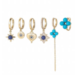 ANENJERY Tsirkoonsinine &otilde;hupall Love Heart Star kett Tutt Hoop k&otilde;rvar&otilde;ngad Naiste Statement 6-osaline k&otilde;rvar&otilde;ngaste komplekt kuld