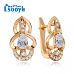 LSOOYH Clip K&otilde;rvar&otilde;ngad Roosa kullav&auml;rvi Moodne k&otilde;rvar&otilde;ngas Naistele Geomeetria Cubic Zirconia Stud K&otilde;rvar&otilde;ngad Ehted A