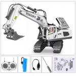 RC ekskavaator/buldooser 1/20 2,4 GHz 11CH RC ehitusveokite ehituss&otilde;idukid, harivad m&auml;nguasjad lastele kerge muusikaga valge