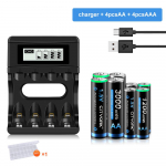 CITYORK 1,5 V AA liitium-ioon aku 3000 mWh ja 1200 mWh 1,5 V AAA laetav liitiumaku taskulampide m&auml;nguasjade jaoks kell MP3 must