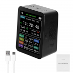 Tuya WiFi intelligentne &otilde;hukvaliteedi detektor PM2,5 CO2 TVOC HCHO temperatuuri niiskus 6 in 1 detektor must