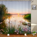 Kaasaegne 3D-printimine metsa du&scaron;ikardin Roheline taimepuu maastikuga vannikardin konksudega vannitoa veekindla maastiku jaoks 180x180cm