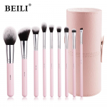 BEILI meigipintslite komplekt Case Prefessional Foundation Powder lauv&auml;rvi kosmeetikapintslikomplektiga Roosa meigivahendite hoidik 9PCS+HOLDER roosa