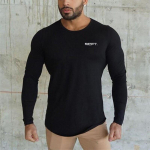 Muscleguys s&uuml;gis- ja talv meeste sportjooksmine pikkade varrukatega elastne T-s&auml;rk Fitness Lihastugevustreening Aluskarv M must