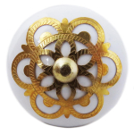 Les Tr&eacute;sors De Lily [A3120] - Kuldvalge Boho keraamiline m&ouml;&ouml;blinupp - 60x40 mm kuld