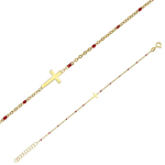 Les Tr&eacute;sors De Lily [R5478] - K&auml;sit&ouml;&ouml;na valmistatud h&otilde;bedast k&auml;ev&otilde;ru  Cross  punane kuld - 12x6 mm punane
