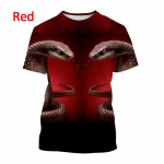 Suvine uusim mood 3D-printimine Snake Graphic T-s&auml;rk Meeste t&auml;navastiil Lahe vabaaja &uuml;mara kaelusega l&uuml;hikeste varrukatega T-s&auml;rk top S punane