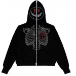 Rhinestone t&otilde;mblukuga &uuml;lisuur dressipluus Fall Goth kapuutsiga meeste naiste grunge kapuutsiga jakk T&auml;navar&otilde;ivad M