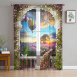 Loomade paabulinnumetsa kivist t&uuml;lli l&auml;bipaistvad aknakardinad elutuppa Magamistoa kaasaegsed t&uuml;ll-voolekardinad kardinate kaunistus 1 PCS W100XH250cm