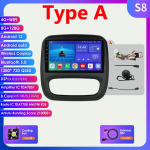 Carplay 4G 2din Android autoraadio multimeedia videopleier Opel Vivaro B 2014 - 2018 Renault Traffic 3 Navi GPS autoraadio peakomplekt Stereo Audio BT jaoks S8 8Core 8G 128G (Type A)