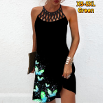 Suvine mood Seksikas varrukateta kleit Pehme vabaaja 3D ilus liblikas printimine varrukateta kleit Suvine ripatsiga kleit XS lilla