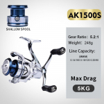 Peibutuskihvrattaga metallist jalatugi, kahekordne kiibvarre pikamaa &otilde;ngen&ouml;&ouml;ri ratta kohaletoimetamise tasakaal 5.2:1 kaldus suuliini tassi kalaratas AK1500S