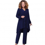 3 tk / komplekt &uuml;likond V-kaelusega tikandid Ebaregulaarne pikk s&auml;rk, &uuml;laosas p&uuml;ksid, vabaaja avar riietus 5XL tumesinine v&auml;rv