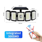 5-pealine p&auml;ikesepoolne &otilde;uevalgusti 300LED liikumisanduriga seinavalgusti veekindel p&auml;ikeseprožektor reguleeritav p&auml;ikeseenergia t&auml;navavalgusti 300LED Split type B