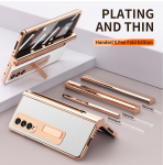Pinnatud nahast &uuml;mbris Samsung Galaxy Z Fold 6 4 3 2 5 360 t&auml;ieliku kaitsega karastatud klaasist tugijala telefoni kate For Samsung Fold 3 h&otilde;be