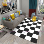 Maroko stiilis must-valge ruuduline vaip Elutoa vaip Magamistoa vaip kaasaegne 3D geomeetriaga sissep&auml;&auml;su uksematid Kodukaunistus 80cm x 120cm