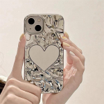 Luksuslik galvaniseeritud plisseeritud s&uuml;damepeegli k&auml;ev&otilde;ru &uuml;mbris iPhone'ile 15 14 13 12 11 Pro Max XS XR 7 8Plus k&otilde;ikeh&otilde;lmav kukkumiskaitse kate iPhone 15