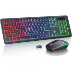 Taustavalgustusega juhtmevaba klaviatuuri ja hiire kombinatsioon, laetav RGB t&auml;htedega t&auml;issuuruses ergonoomiline kaldenurk 2,4 GHz vaikne klaviatuuri hiir English