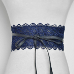 Naiste kunstnahast &uuml;mbris Obi stiilis v&ouml;&ouml;rihmaga pitsrihm None tumesinine v&auml;rv