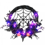 Halloweeni simulatsioonip&auml;rg Rattan Circle kummitusfestivali atmosf&auml;&auml;ri kaunistamine koduukse ripats must p&uuml;hadepeo p&auml;rg must