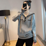 Pullover-kampsun Naiste s&uuml;gismood Mitmek&uuml;lgne vabaaja Lihtne &uuml;laosa merev&auml;rvi kraega Korea pikkade varrukatega Pullover-kudum kampsun One Size hall v&auml;rv