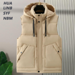 Suures suuruses S-8XL veekindel varrukateta Parka mehe vest Moodne meeste soe vest kapuutsiga korea stiilis polsterdatud mantlid S khaki