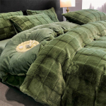 Winter Milk Velvet neljaosaline komplekt Rabbit Plush paksendatud korallsametist linad ja tekikatted flanellist voodipesu 1.2m three-piece set