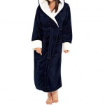 Pure Color Plush Lady pikkade paksude varrukatega hommikumantel magamisriided 2XL tumesinine v&auml;rv