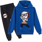 Lasteriiete kapuutsiga komplektid poistele ja t&uuml;drukutele vanuses 3-13T pikkade varrukatega Demon Slayer Multika Tr&uuml;kitud mood 100 sinine