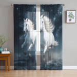 Akvarell Horse Kaasaegsed t&uuml;llkardinad elutuppa Magamistoa Kodu K&ouml;&ouml;gis L&auml;bipaistvad kardinad 135W x 114H(cm)