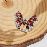 925 Sterling h&otilde;bedane elegantne s&otilde;rmus Imeilusa naturaalsest granaadist v&auml;&auml;riskivist liblikastiil naistele aastap&auml;evaks ja peokingitus moeehted us ring size 7# punane