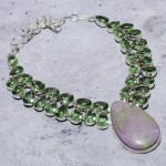Natural Purpurite, Apatite Gemstone 925 Sterling Silver Necklace 18 w9t54