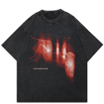 Streetwear Leekidega Graafiline Unisex T-s&auml;rk Puuvill Pestud Must T-s&auml;rk Unisex &Uuml;laosad Suvine L&uuml;hikeste Varrukatega T-s&auml;rk L must