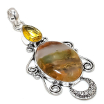 Natural Boulder Opal Gemstone Handmade 925 Sterling Silver Pendant 2.84 o4w52