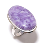 Natural Lepidolite Stone Gemstone Handmade 925 Sterling Silver Ring Size 8 g0e15