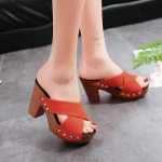 Suvised veekindlad platvormid, paks konts, k&otilde;rge kontsaga naiste sandaalid, paksu p&otilde;hjaga libisemisvastased sussid 40 oranž