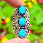 Natural Santa Rosa Turquoise Gemstone 925 Sterling Silver Ring Size 8 e8w06