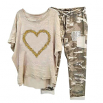 2 tk/komplekt Naiste &uuml;laosa p&uuml;kste komplekt &Uuml;markaelusega, lilledega kamuflaažitr&uuml;kiga Ebaregulaarne all&auml;&auml;r L&uuml;hikesed varrukad lahtised pingutusn&ouml;&ouml;rid elastsed 2XL