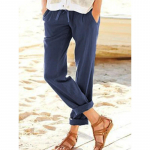 Kevadsuvised naiste p&uuml;ksid &uuml;hev&auml;rvilised puuvillased linased n&ouml;&ouml;rid lahtised vabaaja elastsed v&ouml;&ouml;kohaga laia s&auml;&auml;rega p&uuml;ksid S hall v&auml;rv