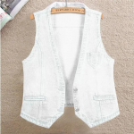 ThreeThree Denim Vest naiste l&uuml;hike kevadine ja s&uuml;gisene sobiv &otilde;huke varrukateta jope vest, &uuml;herealine &uuml;hev&auml;rviline top XXXL