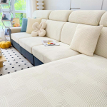 Diivani istmepadja kate elutuppa Jacquard Thicken Stretch eemaldatav pestav diivanikate Lemmikloomad Lastem&ouml;&ouml;bli kaitse Plus XXL(chaise lounge) beež
