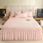 Kvaliteetsem nahas&otilde;bralik harjatud voodi seelik, &uuml;heosaline lamineeritud puuvillane voodi seelik, &uuml;he- ja kahekordse volangiga voodi kate bed skirt 120x200cm