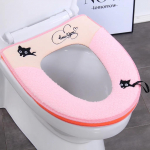 Soojad WC-istmekatted Talv Joonisfilm Kass Armas WC-istmepadi K&auml;epidemega Paksustatud Fliis Pestav WC-istmepolster Vannitoa WC-poti Kaas Matt roosa