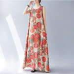 Varrukateta Pluss size vintage Floral uus kleit naistele vaba vaba pikk suvekleit M