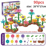 90 tk/komplekt isetegemine lastele lilleseade klotsid M&auml;nguasi Loominguline kokkupanemine Aiapusle M&auml;nguasjad Vahetatavad aia ehitusklotsid