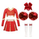 T&uuml;drukute cheerleadingu kost&uuml;&uuml;m pikkade varrukatega l&uuml;hikesed topid seelikuga, pom-pomid, sokid, Halloweeni kost&uuml;&uuml;m, karnevali peo riided 7-8 Years
