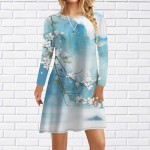 Naiste vabaajakleit S&uuml;gisene sinine pirni&otilde;ie mustriga kleidid naistele O-kaelusega l&uuml;hikeste varrukatega kleit plusssuuruses XS roosa