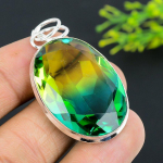 Bi-Color Tourmaline Gemstone 925 Sterling Silver Jewelry Pendant 1.97 p8n55