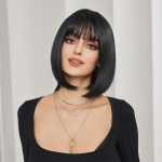 Euroopa ja Ameerika stiilis naiste l&uuml;hike sirge parukas naistele, moodne esipitsiga kuumakindel Bobo parukas &otilde;hutukaga oranž