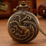 Retro Mood Meeste Taskukellad Klassikaline Meeste Kell Vanaaegne Kolmep&auml;ine Draakoni Disain Kaelakee Ripats Kvarts Taskukell